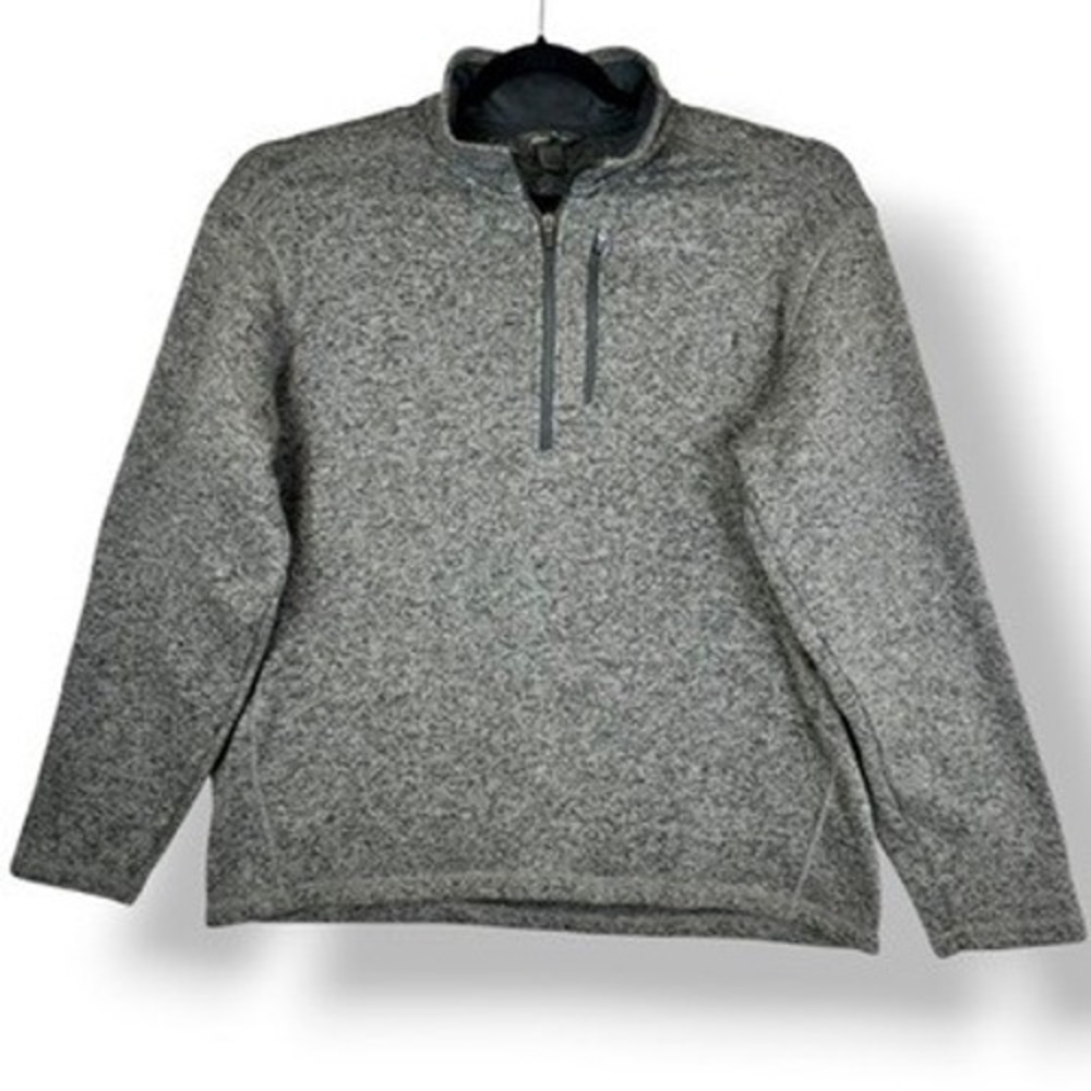 Eddie Bauer Mens Heathered Gray Fleece 1/4 Zip Pullover Sweater XL